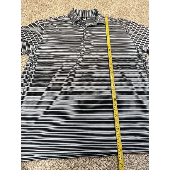 FootJoy FJ Polo Shirt Mens Size 2XL Blue Black Stripe Stretch Short Sleeve Golf - Picture 8 of 8
